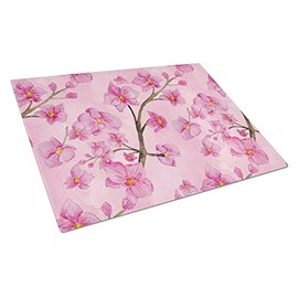 Caroline's Treasures BB7505LCB Watercolor Pink Flowers Glass Cutting Board Large Decorative Tempered Glass Kitchen Cutting and Serving Board Large Size Chopping Board