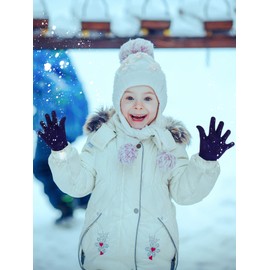 Geyoga 3 Pairs Winter Children's Knitted Gloves Warm Children's Knitted Gloves Elastic Mittens, Charming