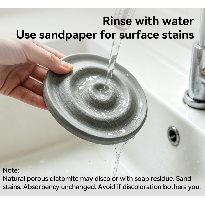 Diatomite Soap Dish, Quick Dry Absorbent Soap Holder, Round, White