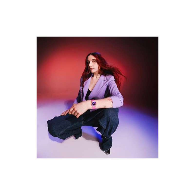 Swatch Casual Watch Transparent Quartz Bio-sourced NEON Pink Podium