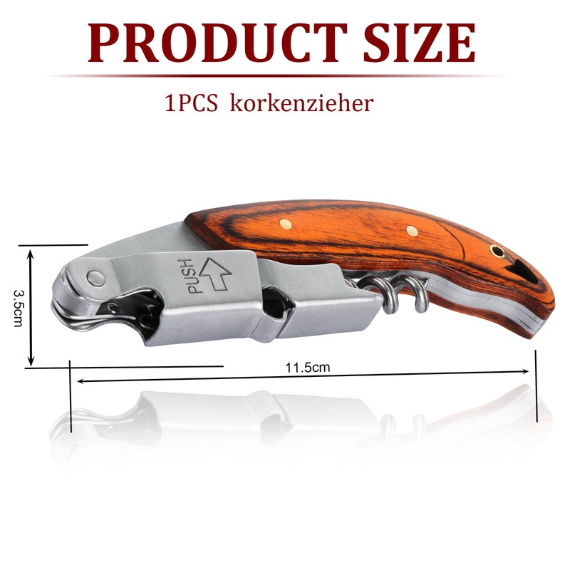 ASelected Wine Opener Corkscrew with Wood Handle Stainless Steel for
