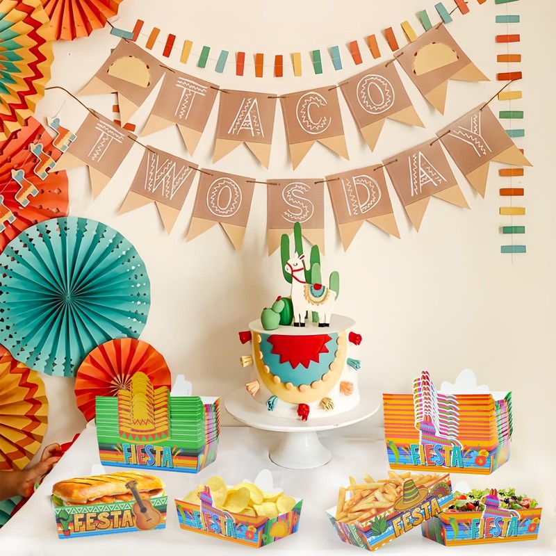 24 Pcs Mexican Food Paper Trays Candy Chips Popcorn Disposable