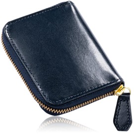 Mura Coin Case, Italian Leather, Full-Grain Leather, Coin Purse, Men's, Prevents Skimming, Genuine Leather, Italian leather/navy