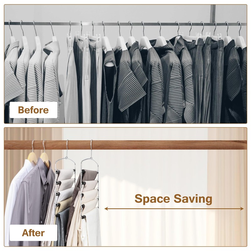 Cycleacc Pants Hangers Space Saving, 2 Pack Anti-Slip Space Saving