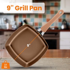 NutriChef Grill Pan 9.45'' Durable Stylish Non-stick High-Qualified Cookware, Induction PTFE/PFOA/PFOS-Free Heat Resistant Lacquer Kitchen Ware, Compatible with Models: NCCW14S & NCCW20S, 1