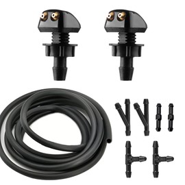 ZIMISI Car Front Windshield Washer Nozzles, Double-Hole Auto Wiper Water Sprayers with Hose and Connectors, Adjustable Nozzle Washer Kit for Most Vehicles (9PCS)