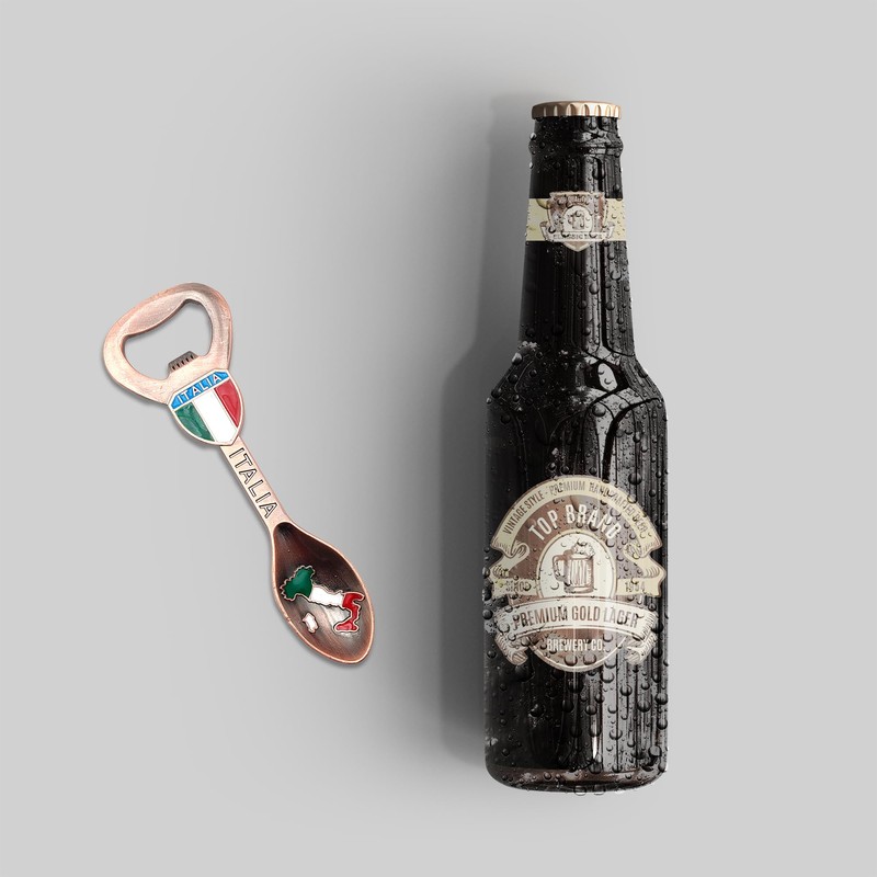 Magnetic Bottle Opener in Spoon Shape - Metal Corkscrew for