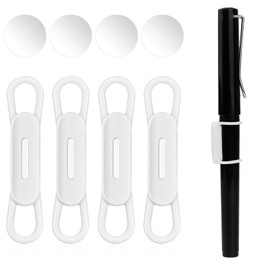 Jeffdad Magnetic Pen Pencil Holder, 4 Pcs Silicone Adjustable Pen Holder for Desk for Desk, Refrigerator, Whiteboards, Office Desk Accessories Pen Holder(White)