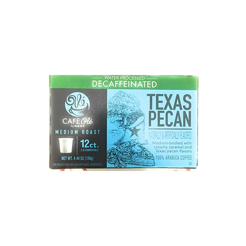 Cafe Ole Texas Pecan Decaffeinated 12 count pods. 3 pack