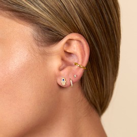 PAVOI 14K Gold Plated Solid 925 Sterling Silver Post Flat Back Stud Earrings for Women | Cartilage Helix Piercing | Cubic Zirconia Earrings, Yellow Gold, Cubic Zirconia