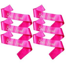 Ashaqshnglee Bride Squad Sashes, 6 Pack Silver Glitter Bachelorette Party Sash for Bridal Shower Wedding Party Accessories Supplies Engagement Gifts Hot Pink