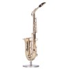 Miniature Copper Saxophone Model with Stand Mini Musical Instrument Ornaments