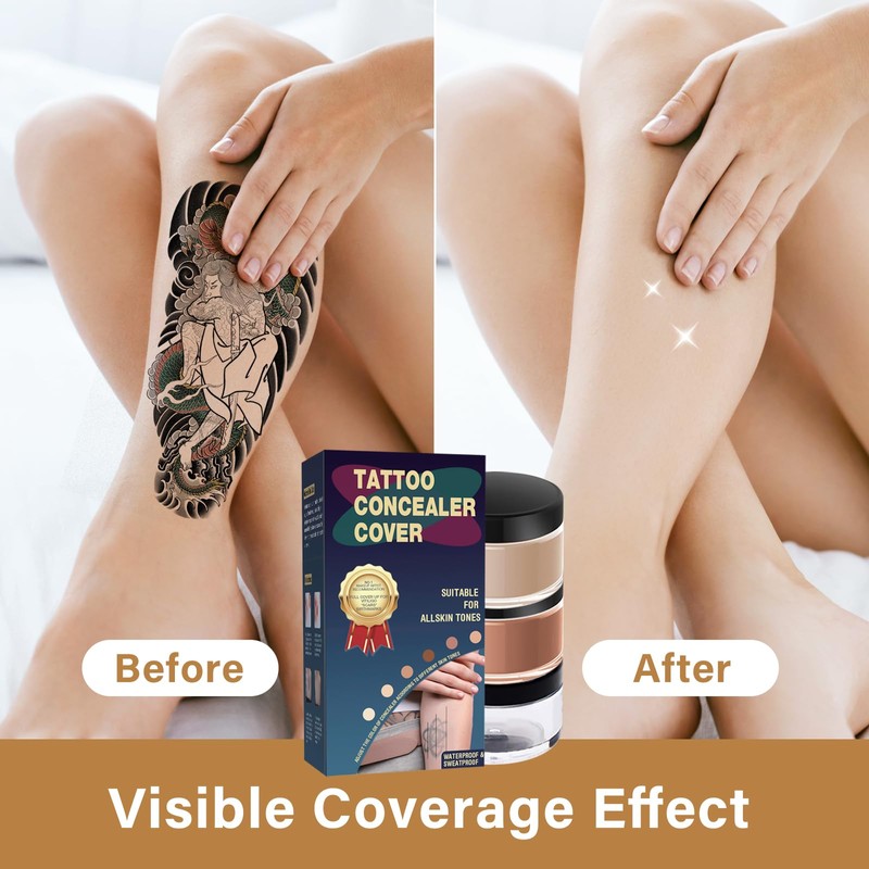 Tattoo Cover Up Makeup Waterproof, 2-Shade Professional Concealer Kit
