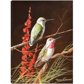 Fine Art Canvas Hummingbirds Canvas Wall Decor by Artist Trevor V. Swanson for Living Room, Bedroom, Bathroom, Kitchen, Office, Bar, Dining & Guest Room - Ready to Hang - 15 in x 20 in