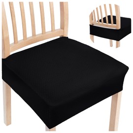 Smiry Stretch Jacquard Seat Covers for Dining Room Chairs Set of 4, Removable Washable Chair Seat Protector Slipcovers, No Rear Covers, Black