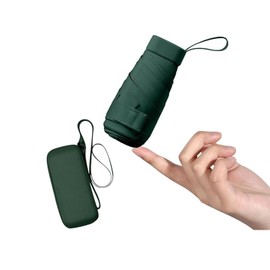 EZONEDEAL Sun Rain Travel Umbrella Windproof For Walking With Case, UV Compact Umbrella For Sun and Rain, Lightweight & Portable, Parasol Mini Umbrella UV Protection For Women and Men (Dark Green)