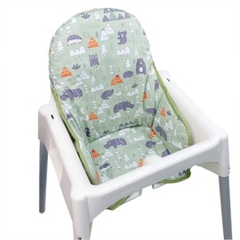 ZARPMA Cotton Seat Covers for IKEA Antilop Highchair,Cotton Surface and Padded,Forest Pattern Foldable Baby Highchair Cover for IKEA Child Chair Cushion (Green Forest)