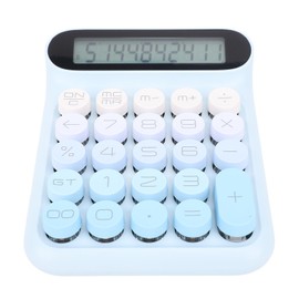 Mechanical Switch Calculator, 24 Keys Auto Sleep Desktop Large LCD Display Calculator Big Button Mechanical Calculator, Calculator Desktop Cute Aesthetic Calculator Business (Blue)