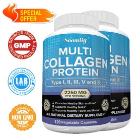 Soomiig Multiple collagen capsules, types I,II,III,V, and X-support skin, hair,and nails