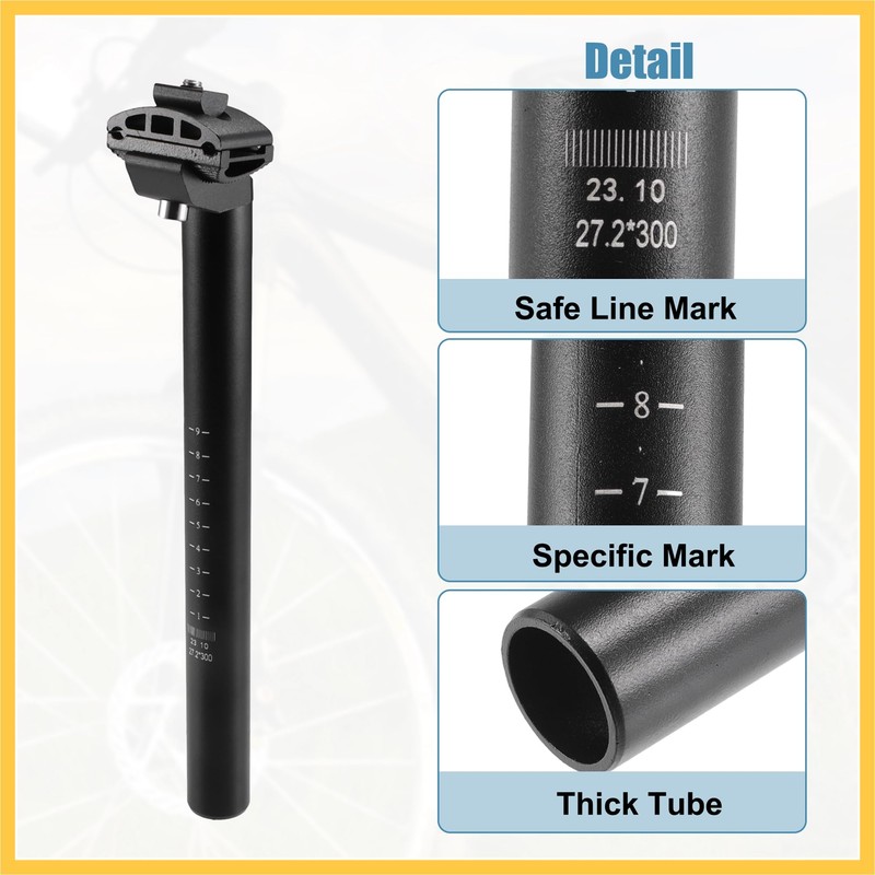BULLSPANN Seat Post 27.2 Bicycle Saddle Post 300x27.2mm Aluminum Alloy