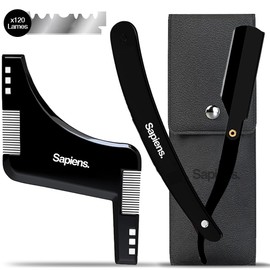 Sapiens Men's Shaving Set - Razor, Shaving Gel, Moisturizer, Contour Guide, 100 Derby Razor Blades