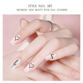 JMEOWIO Gel Nail Stickers Valentines Day Heart Semi Cured Gel Nail Strips Wraps UV/LED Nail Supplies Nail Art Design Decoration Accessories