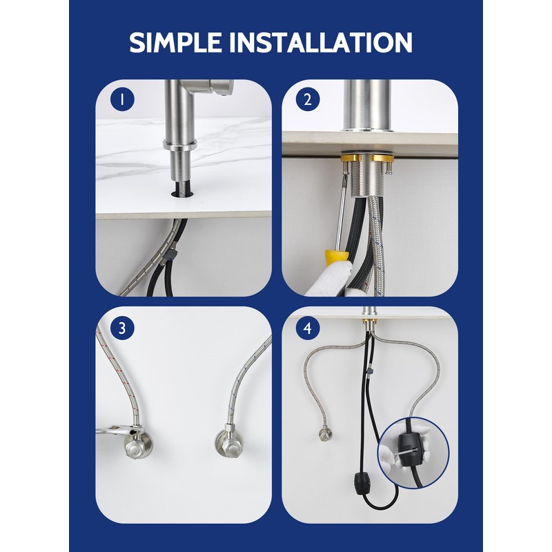 Kitchen Faucet with Pull Down Sprayer,Brushed Nickel Waterfall Single Hole