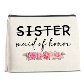 LGLZSHP Maid of Honor Gifts Makeup Bag Bridesmaids Proposal Gifts From Bride Wedding Gifts for Her Sister Bestie BFF Cosmetic Bag Zipper Makeup Pouch