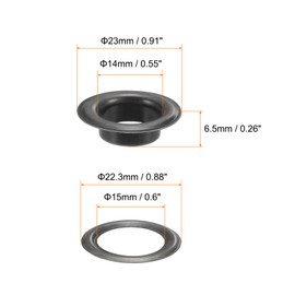 HARFINGTON 20Set Grommets Eyelets with Washers 14mm Copper Metal Eyelets Kit for Fabric Curtain Tarps Leather Belt Shoes Bag DIY, Gunmetal