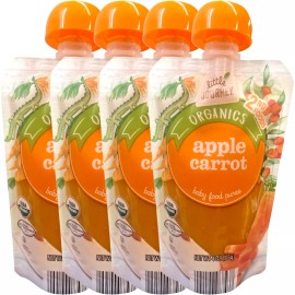 Little Journey Organics Baby Food Apple Carrot Purée 4oz - Pack of 4 Pouches