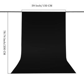 HYYTOK 1.5x2m / 5 x 6.6 Ft Photo background cloth for Product Portrait Photography Photo Studio Streaming Zoom Video Black
