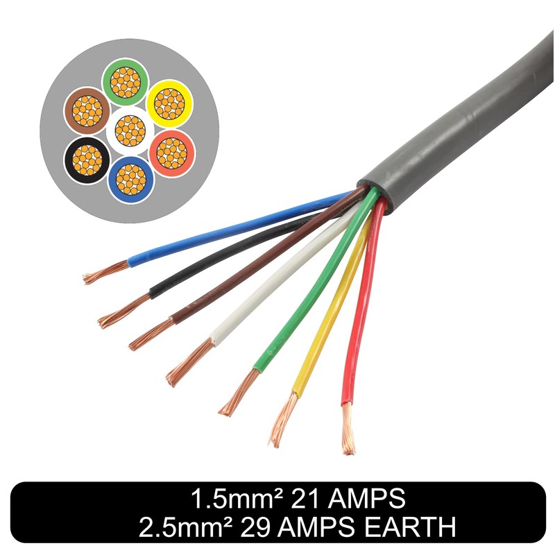 AUTOWIRING Automotive 7 Core Trailer Cable 12v 24v Thin Wall