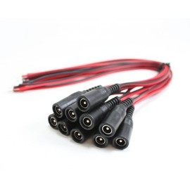 HDVD 10 Pack DC Power Female Pigtail Connectors 2.1 x 5.5mm Copper 10 inch Length