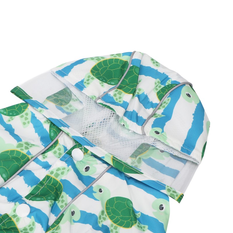 Reflective Puppy Raincoat Sea Turtle Pattern Lightweight Breathable Waterproof Pet