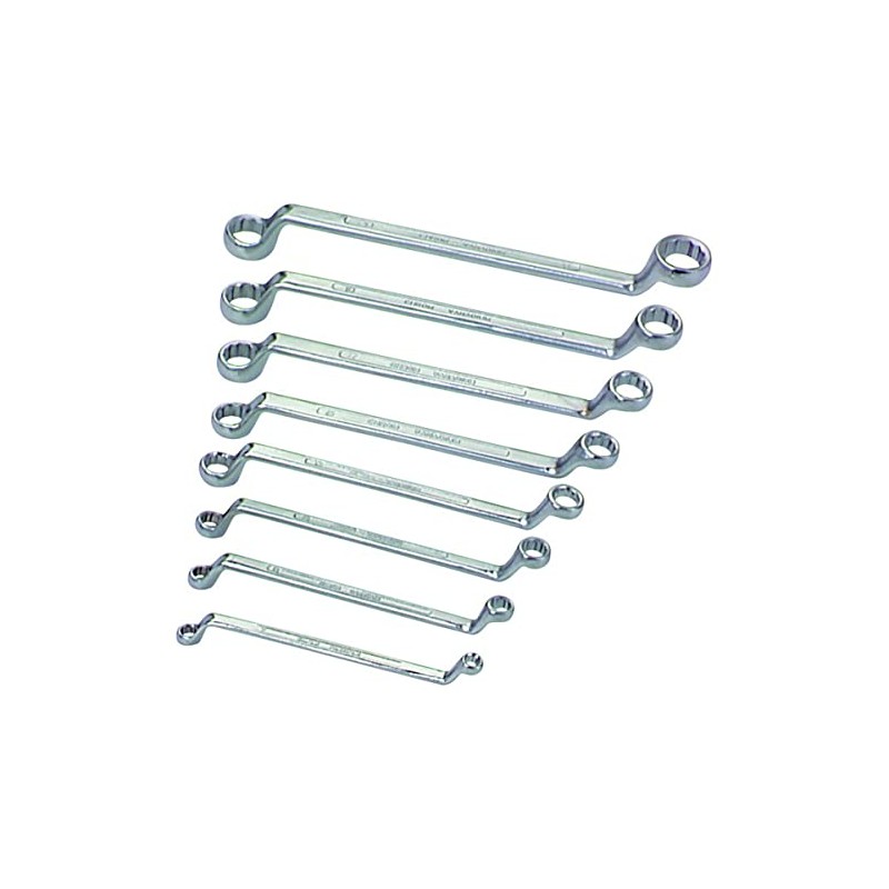 8Piece Metric Offset Box Wrench Set Chrome Vanadium Steel Construction