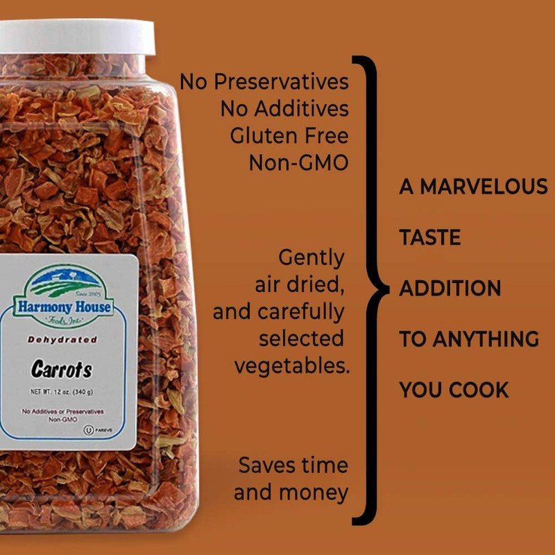 Harmony House Foods Dehydrated Diced Carrots - Air Dried Vegetables