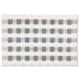 MACKENZIE-CHILDS Bath Rug, Bath Mat for Bathroom Use, Cotton Rug, Sterling-and-White Texture Check