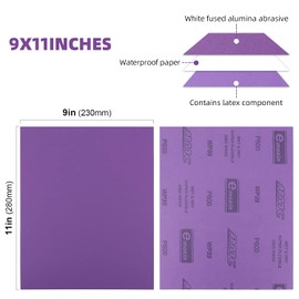 Sandpaper 600 Grit 20 PCS, Wet Dry Sanding Sheets 9 x 11 Inch, Purple Alumina Abrasive Sand Paper for Wood, Metal, Drywall, Resin, Automotive Sanding, Polishing, Grinding, by POLIWELL