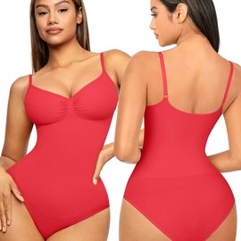 FeelinGirl Seamless Covered Bust Jumpsuit Thong Bodysuit Fit Comfort Slimming  Womenswear 1 Breathable Hip Tops Soft  Deals For You Days:_Panty-Puce Red _XL/XXL