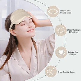 Natural Silk Sleep Mask, Blindfold, Super Smooth Eye Mask,100% Pure Silk, Block Out Light,Soft and Breathable for Nap/Yoga/Traveling (Ice Silk Khaki)