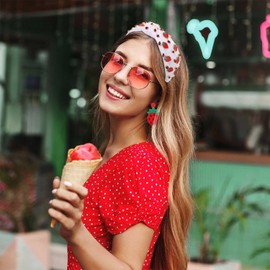 YAHPERN Strawberry Headbands for Women Tropical Fruit Headbands Embellished Rhinestone Crystal Wide Top Knot Headband Summer Hair Accessories Beach Vacation Outfits