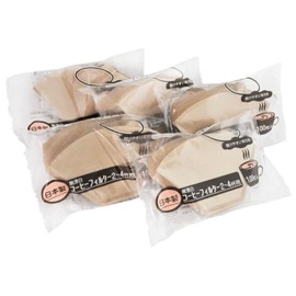 Okabe Coffee Filter, For 2 to 4 Cups, Made in Japan, Trapezoid Dripper Exclusive, Unbleached, Brown, Easy to Open Ears, 100 Pieces, 5 Packs, Total of 500 Sheets