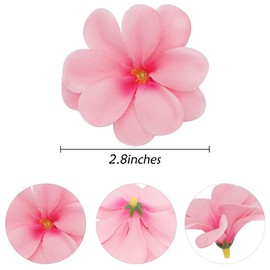 FZBNSRKO 100 Pcs 2.8" Hawaiian Plumeria Frangipani Flower Heads Artificial Flower Heads for Wedding Flowers Garland DIY Jewelry Hair Clips Headbands Accessories(Pink and Hot Pink)