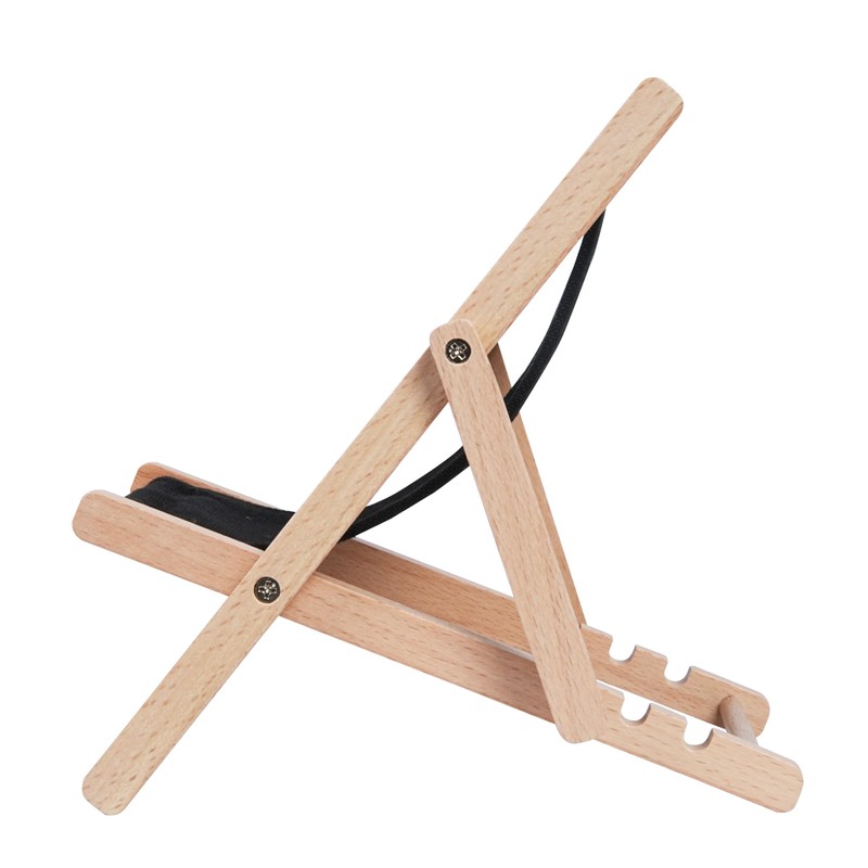 Hanpo Mini Wood Beach Chair Phone Stand, Cute Fabric Foldable