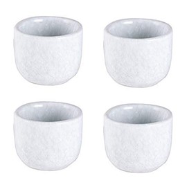 Happy Sales, Set of 4 Perfect Ceramic Sake Cups 2 fl oz Japanese Restaurant Supply (White)