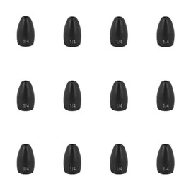 Fishfun 12 pesas de pesca de tungsteno, tamaños grabados para pesca de lubina, 1/8 onzas, anodizado negro