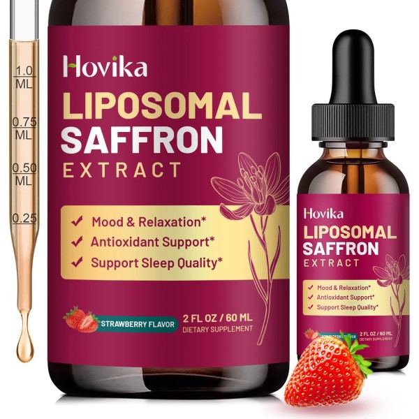 Hovika Liposomal Saffron Supplements - 88.5mg Saffron Extract Liquid Drops