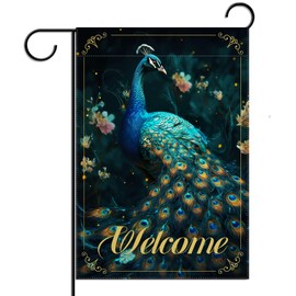 Purple Peacock Christmas Garden Flag 12.5×18'' Peacock Welcome Sign Decor Indian Peacock Christmas Xmas Winter Holiday Festival Decorations and Supplies for Home