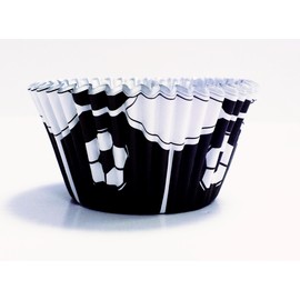 PME Black Football Foil Lined Baking Cases for Cupcakes, Standard Size with Deeper Fill, Pack of 30