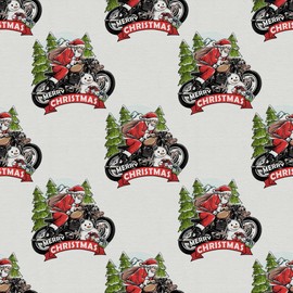 Giftini Motorcycle Gift Wrap, Santa Biker Wrapping Paper, For Cycle Lovers, Motor Bike Riding Theme Party Decor Winter Holiday Present (Cycle Santa, One 20 inch x 30 inch sheet)